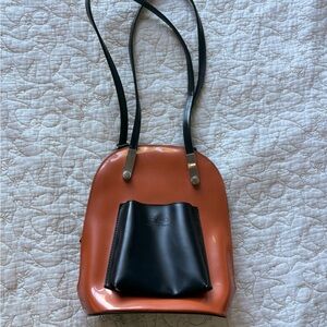 Shoulder Bag/Small Backpack Beijo—Orange & Brown